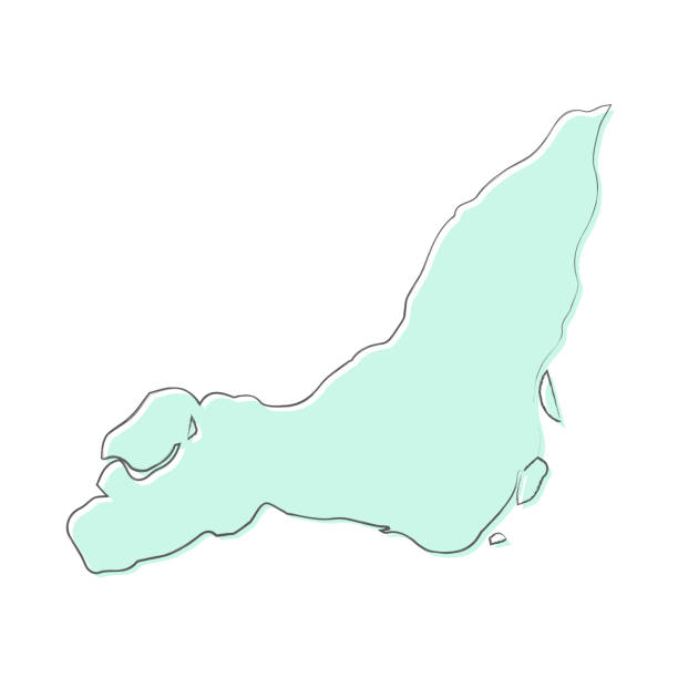 Island of Montreal map hand drawn on white background - Trendy design Map of Island of Montreal sketched and isolated on a blank background. The map is blue green with a black outline. Vector Illustration (EPS10, well layered and grouped). Easy to edit, manipulate, resize or colorize. island of montreal stock illustrations