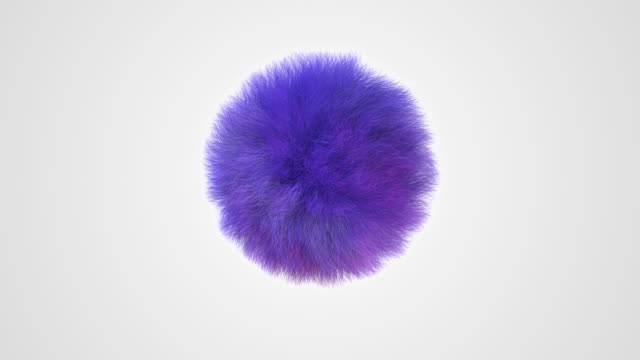 Fluffy purple sphere. Hairy ball. Abstract animation, 3d render.