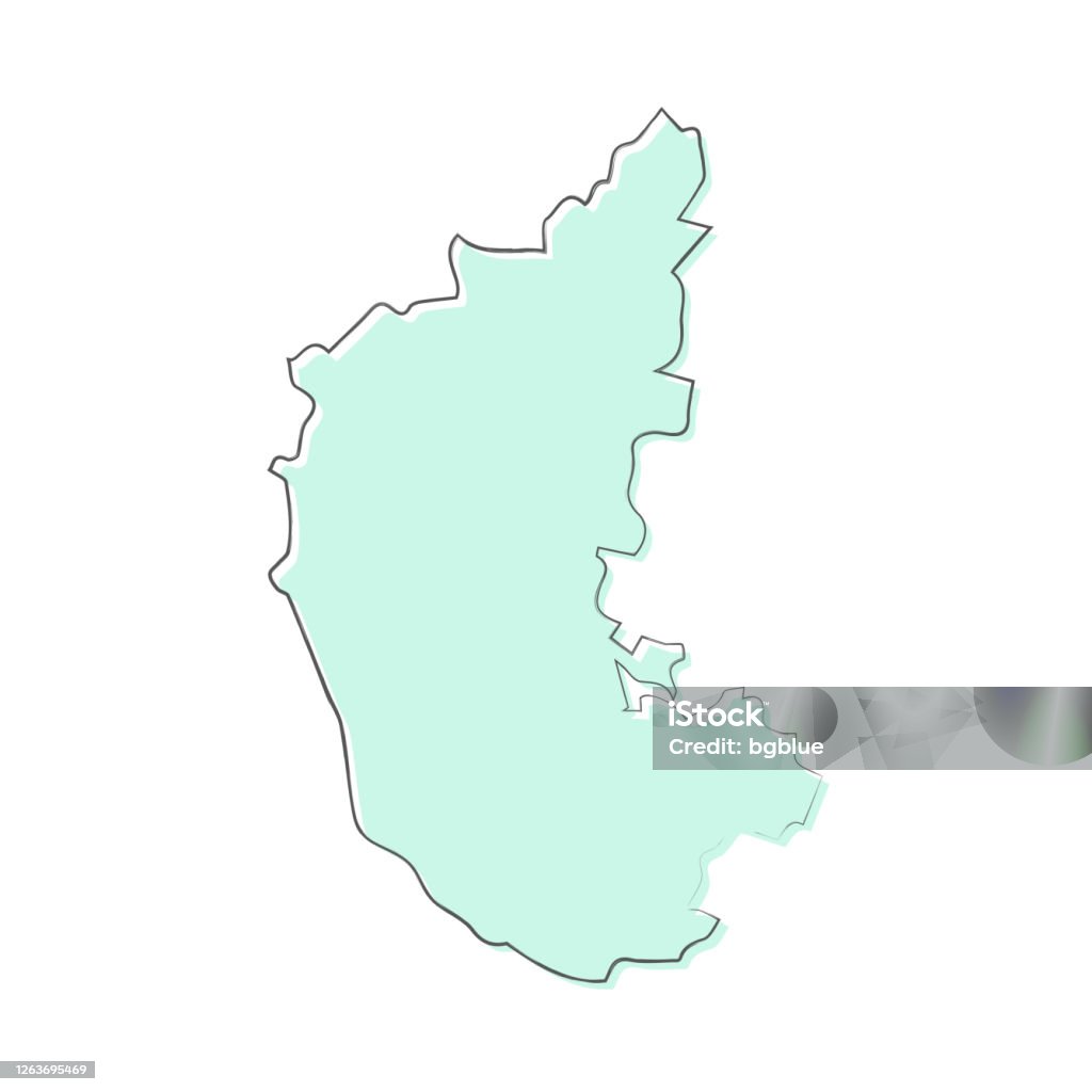 Karnataka Map Hand Drawn On White Background Trendy Design Stock  Illustration - Download Image Now - iStock
