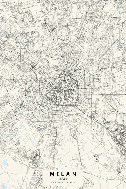 Vector illustration of Milan, Italy Vector Map