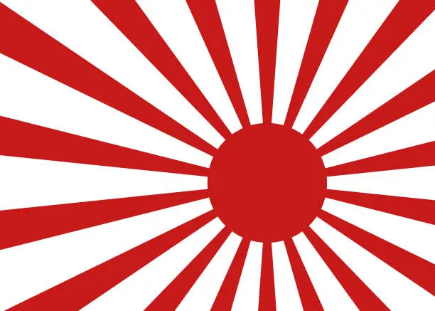 Vector illustration of Japan flag vector background. Red and white Sunburst Effect seamless pattern.