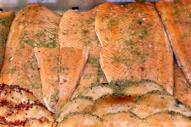istock Red fish, smoked salmon 1263703746
