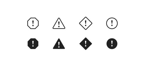vorsicht, einfaches symbolgesetzt. gefahrenkonzept-illustration. risikozeichen im vektor-flat-stil. - sicherheit stock-grafiken, -clipart, -cartoons und -symbole