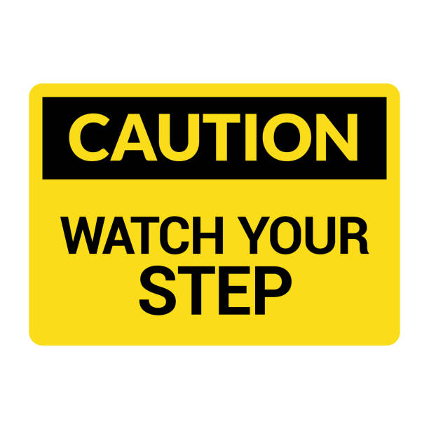 Watch your step caution sign. Fall slip safety step symbol Watch your step caution sign. Fall slip safety step symbol. caution step stock illustrations