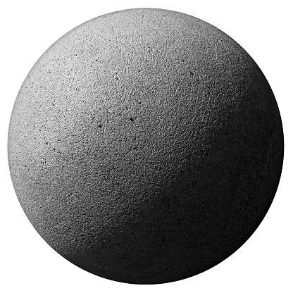 closeup of a stone sphere isolated on white with clipping path