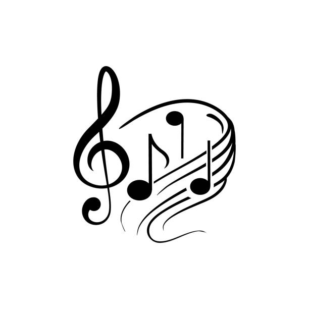 ilustraciones, imágenes clip art, dibujos animados e iconos de stock de vector de símbolo de icono de notas musicales - treble clef