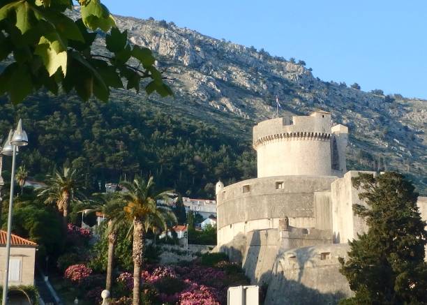 Minceta Tower Dubrovnik Minceta tower is part of the medieval walls surrounding the old city of Dubrovnik Croatia fort minceta dubrovnik stock pictures, royalty-free photos & images