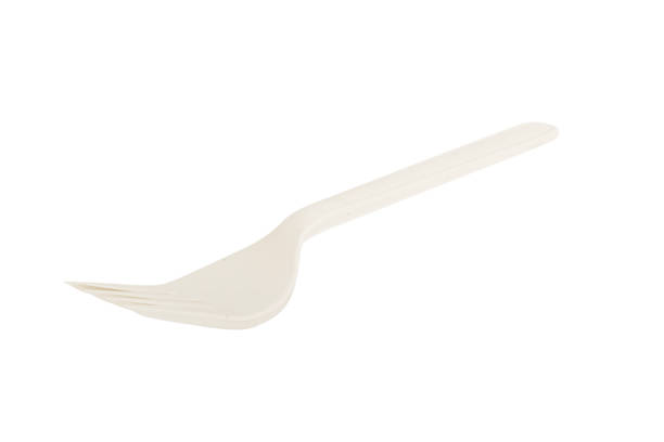 istock Beige natural plant fiber fork isolated on white background, Saved clipping path. 1263722502