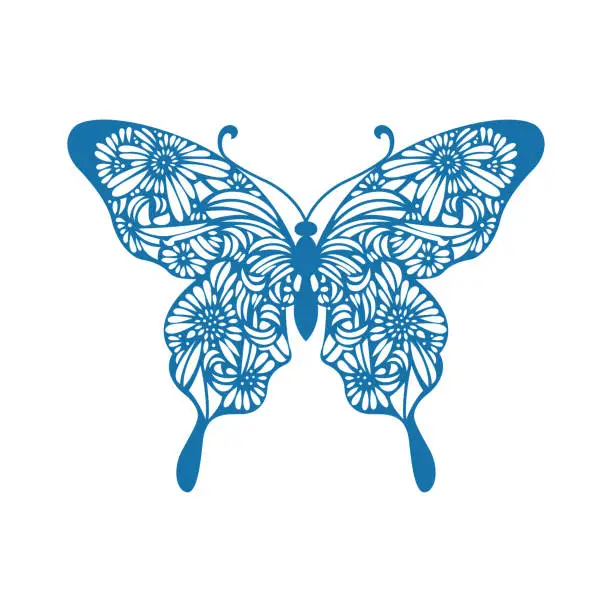 Vector illustration of Butterfly(China paper-cut patterns)