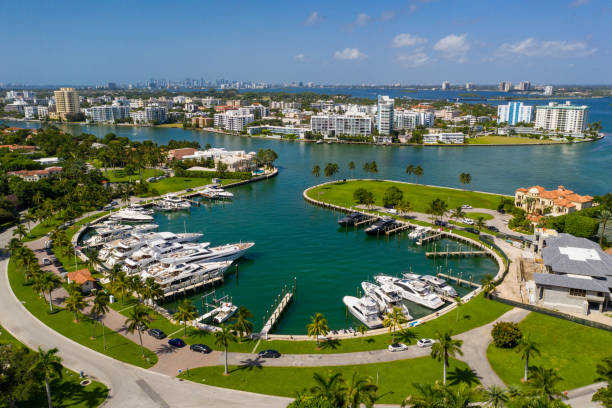 istock Bal Harbour marina with luxury yachts Miami Beach FL aerials 1263740036