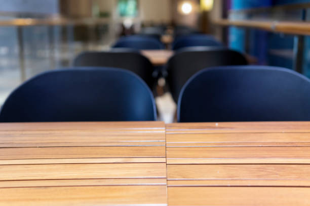 istock Tables and chairs under the light indoors 1263742839