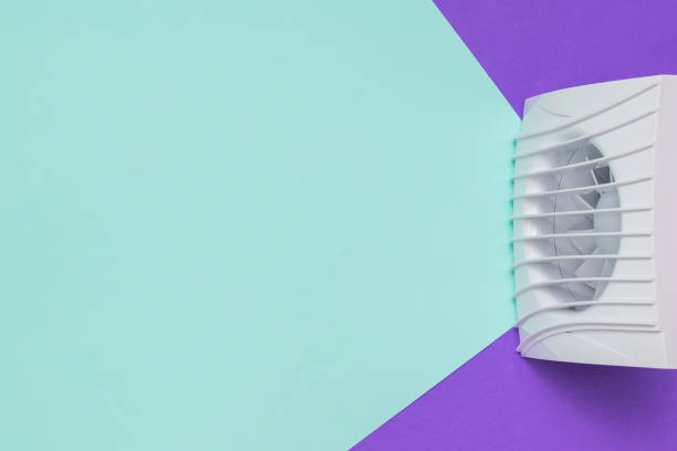 istock White fan on a lilac and blue background. 1263752817