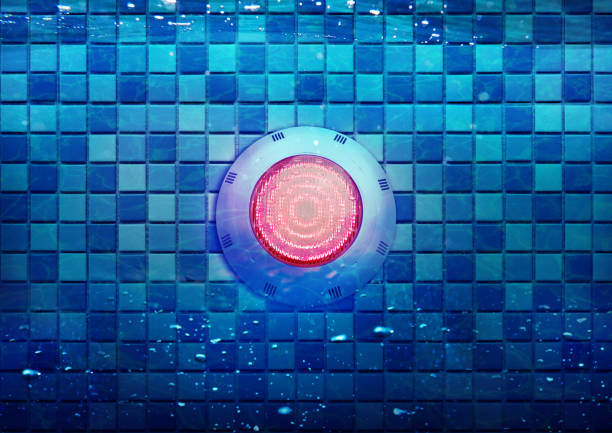 istock LED Lighting with Red Color Inside of Pool 1263754049