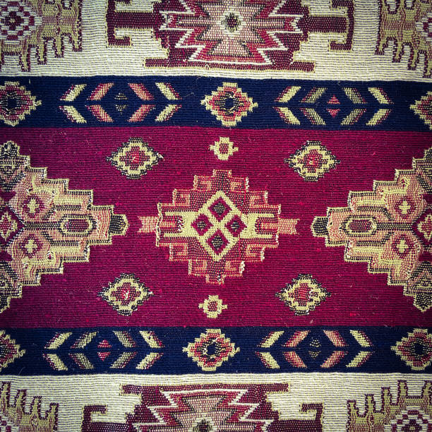istock Fabric with Armenian pattern. Carpet detail with traditional ornaments and patterns. Embroidery is one of the oldest types of needlework. 1263758715