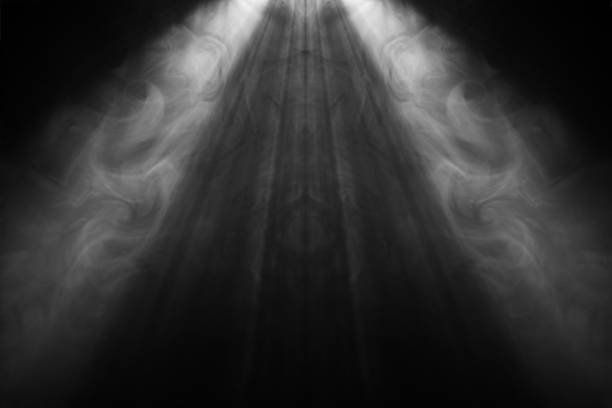 black and white smoke textured way in dark night .