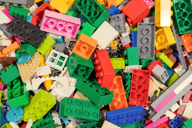 istock colorful plastic toys blocks on table for Children 1263768577