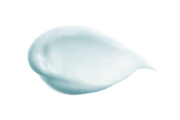 istock Facial hand cream smudge smear stroke isolated. Aa, Bb, cc liquid creamy swatch texture. 1263770766