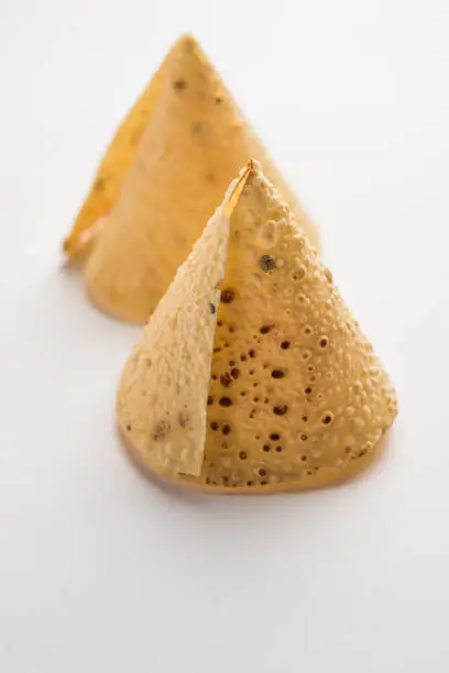 Papad Cones or Papadum in Cone shape, Traditional Indian side dish