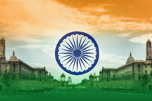 Flag of India with faded grunge effect and vignette, perfect for backgrounds and design.
