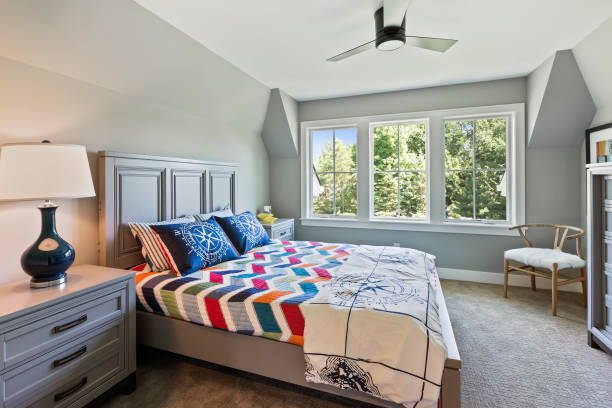 istock Large bed in kids bedroom 1263782225