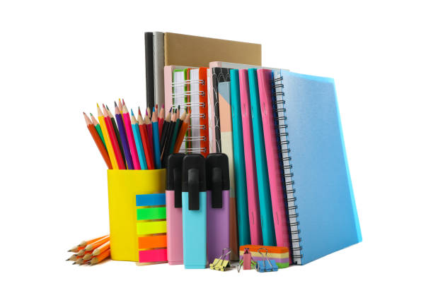 istock Different school supplies isolated on white background 1263784898