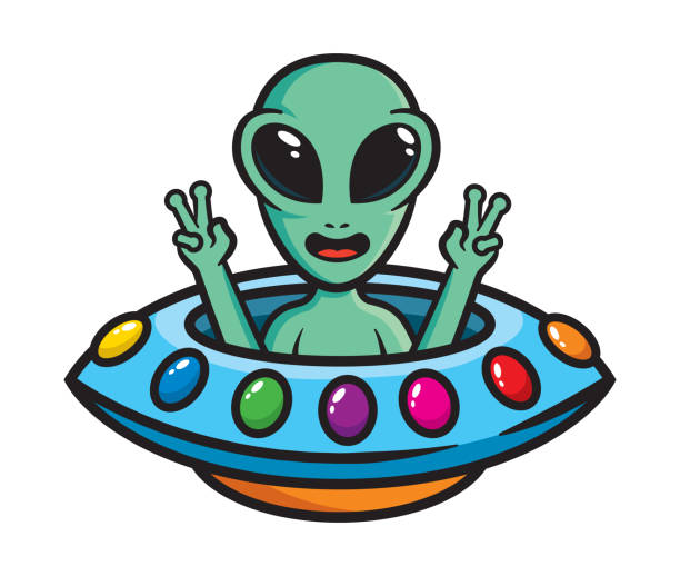 illustrazioni stock, clip art, cartoni animati e icone di tendenza di vettore di design del carattere mascotte alieno ufo - mascot alien space mystery