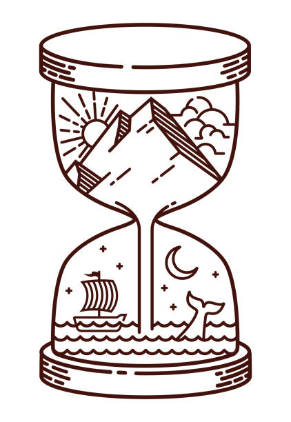 ilustracja linii naturalnej klepsydry. ręcznie rysowane - klepsydra ilustracje stock illustrations