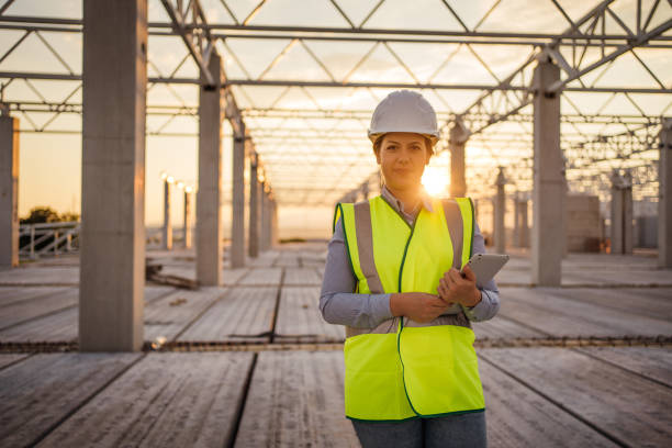 istock Portrait of female engineer at the construction site 1263787712