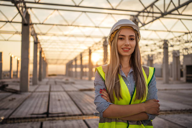 istock Portrait of female engineer at the construction site 1263788256