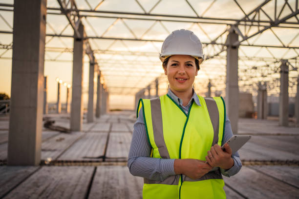 istock Portrait of female engineer at the construction site 1263788781