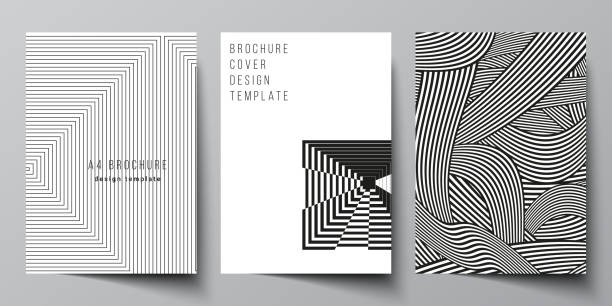 ilustrações de stock, clip art, desenhos animados e ícones de vector layout of a4 format modern cover mockups design template for brochure, magazine, flyer, booklet, report. trendy geometric abstract background in minimalistic flat style with dynamic composition - 24417