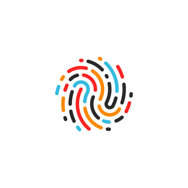 Colorful fingerprint. Isolated icon on white background. Creative design Vector illustration (EPS) fingerprint stock illustrations