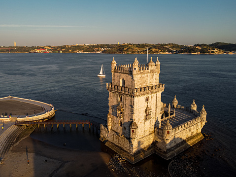 Belém Tower aerial view, drone footage