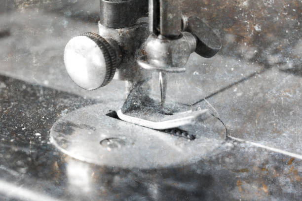 Antique, vintage sewing machine close-up, selective focus