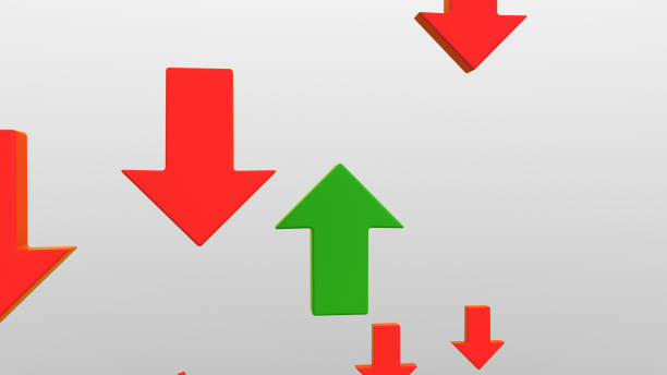 istock Green arrow goes up against downward trend 3D render illustration 1263820792