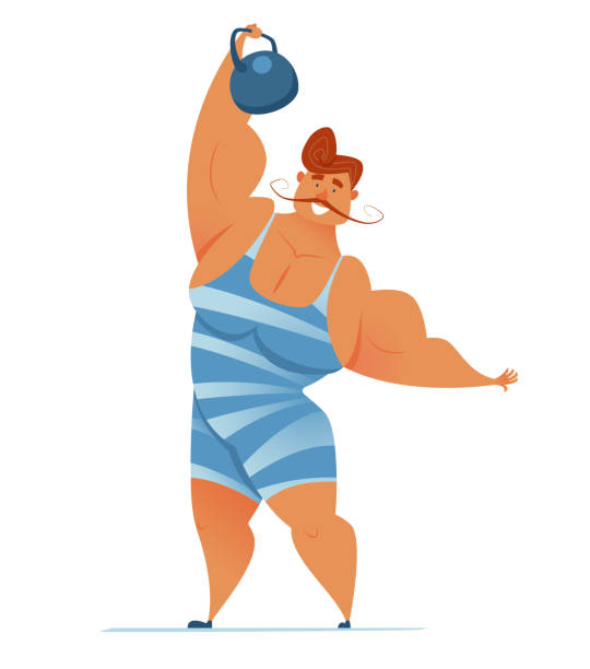 ilustrações, clipart, desenhos animados e ícones de homem forte 3 - circus strongman men muscular build