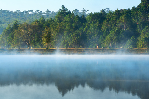 Beautiful nature scenic landscape view at peaceful lake in the morning at Baan Wat Chan, Chiangmai, Thailand