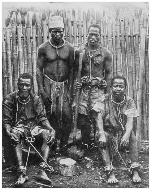 istock Antique black and white photograph: Madagascar prisoners 1263826020