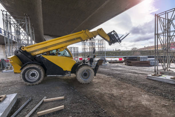 istock Telescopic elevator in the construction works of an overpass 1263826909