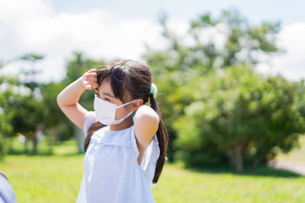 istock Girl wearing a mask for protection 1263827057