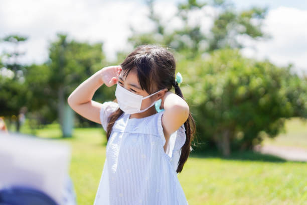 istock Girl wearing a mask for protection 1263827064