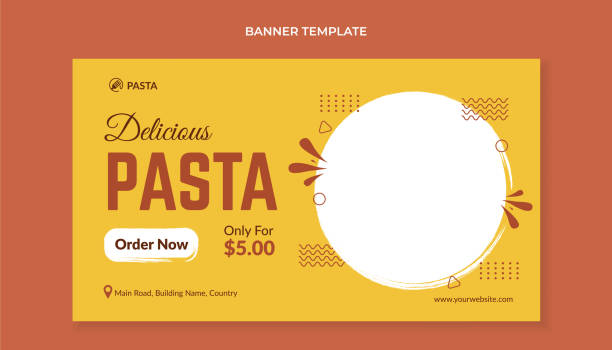 맛있는 파스타 음식 배너 템플릿 - breakfast background stock illustrations