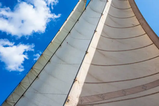 Detail of a windjammer on the Hanse Sail in Rostock, Germany.