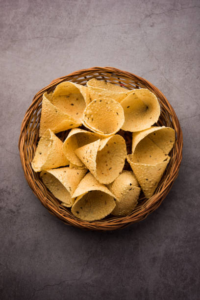 Cone shape Papad or Papadum, Indian food