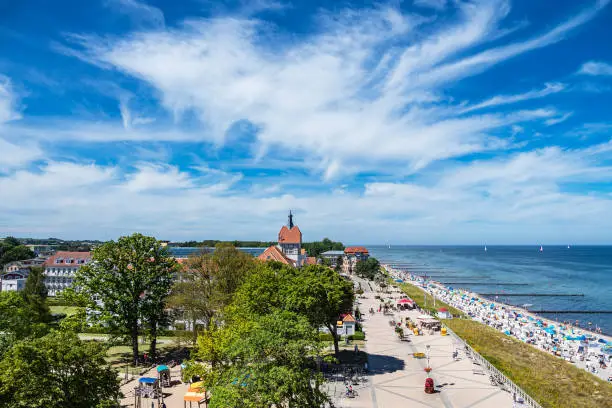 View to the beach and city Kuehlungsborn, Germany.