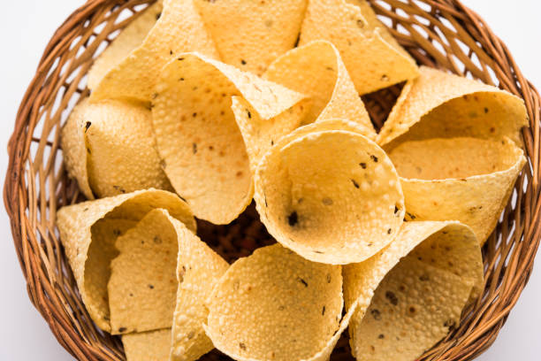 istock Cone shape Papad or Papadum, Indian food 1263832187