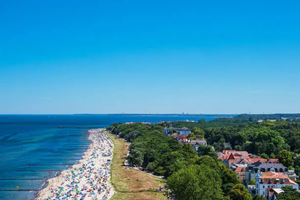 View to the beach and city Kuehlungsborn, Germany.