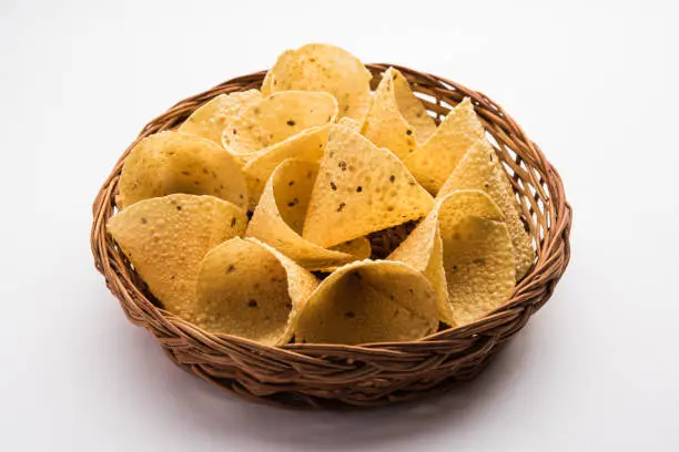 Papad Cones or Papadum in Cone shape, Traditional indian side dish