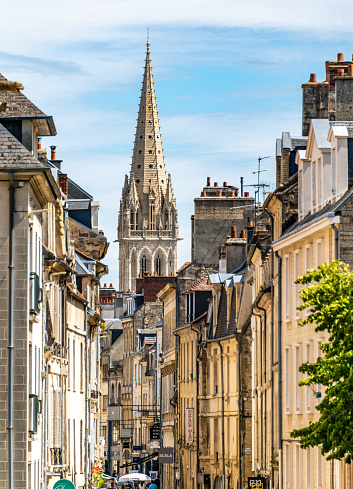 Caen, France. Monday 27 July 2020. Mix of shops and houses in central Caen, France