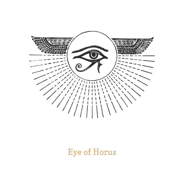 auge des horus, vektorzeichnung im gravur-stil. - ethereal spirituality concepts ancient stock-grafiken, -clipart, -cartoons und -symbole